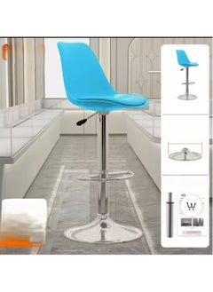 Swivel Counter Height Barstool with Back And Footrest (Blue)