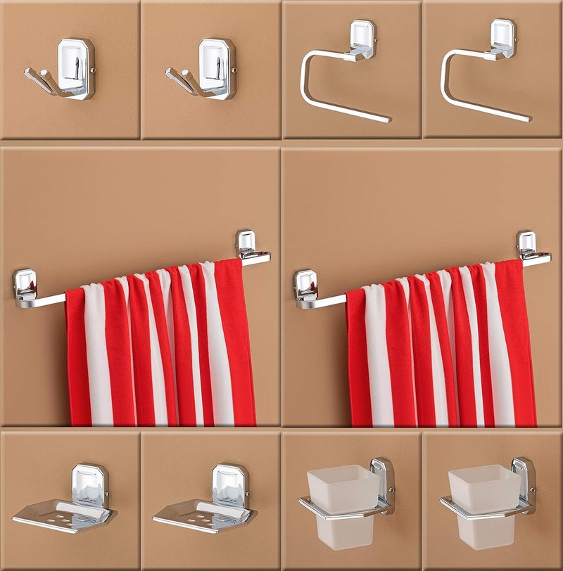 plantex Plantex Stainless Steel 304 Grade Bathroom Accessories Set/Bathroom Hanger for Towel/Towel Bar/Napkin Ring/Tumbler Holder/Soap Dish/Robe Hook (Cute - Pack of 10)  - Image 1