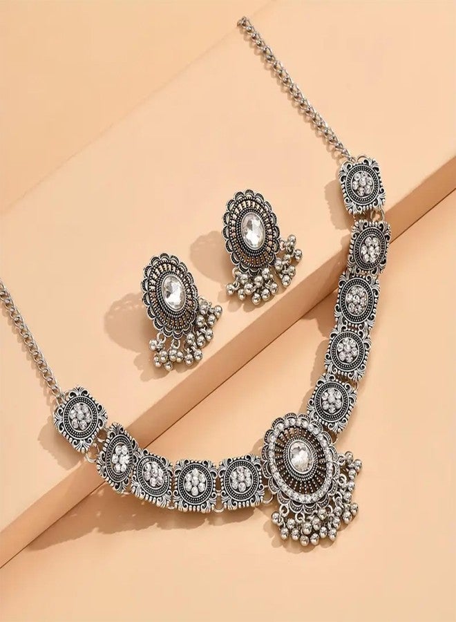 YANCHUN Indian Jewelry Sets for Women Indian Wedding Bridal Necklace Bohemian Jewelry Set Ethnic Party Prom Wear Statement Necklace Earrings - Image 4