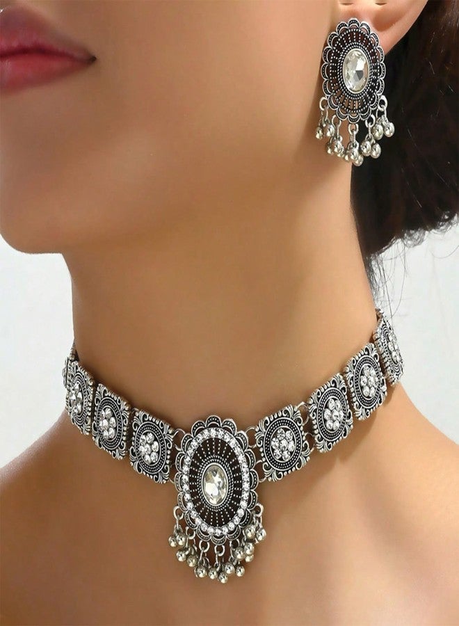 YANCHUN Indian Jewelry Sets for Women Indian Wedding Bridal Necklace Bohemian Jewelry Set Ethnic Party Prom Wear Statement Necklace Earrings - Image 2