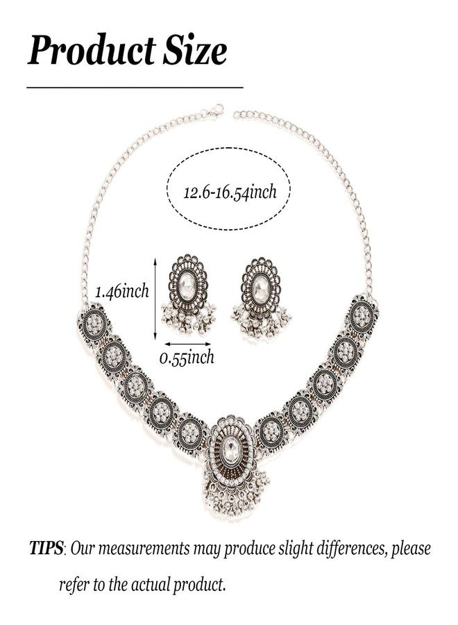 YANCHUN Indian Jewelry Sets for Women Indian Wedding Bridal Necklace Bohemian Jewelry Set Ethnic Party Prom Wear Statement Necklace Earrings - Image 5