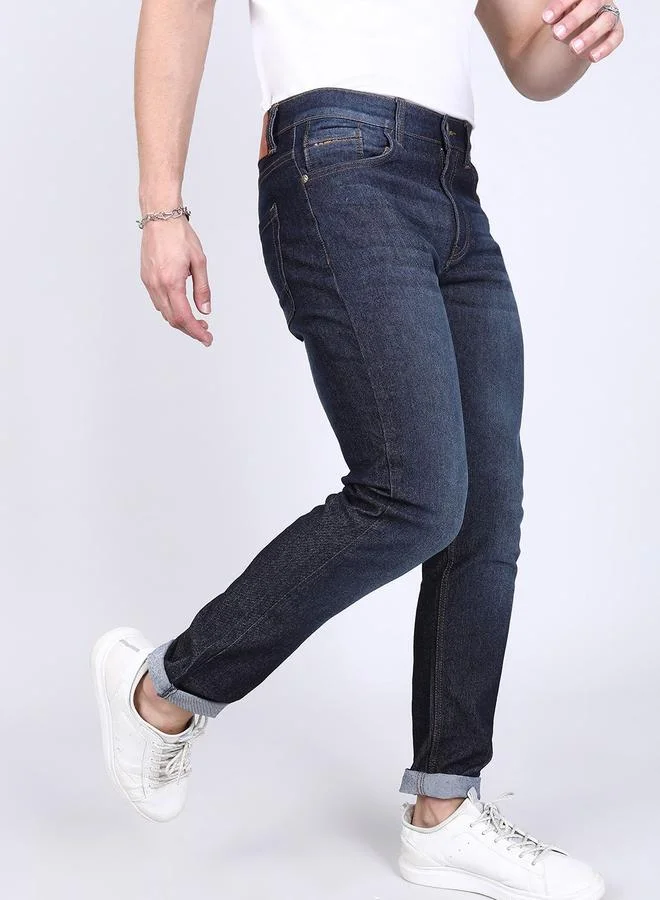 The Indian Garage Co Blue The Indian Garage Co Men Mid Rise Low Fade Slim Fit Jeans for Men | Best Price UAE