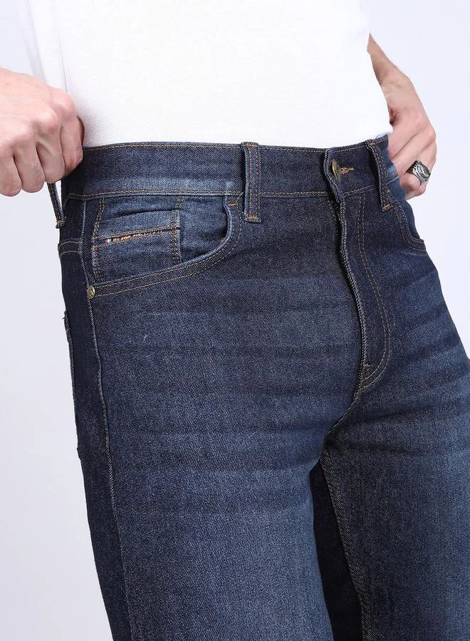 The Indian Garage Co Blue The Indian Garage Co Men Mid Rise Low Fade Slim Fit Jeans for Men | Best Price UAE