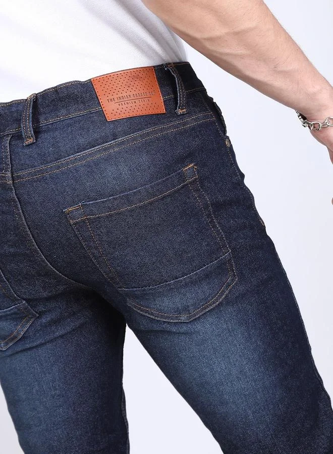 The Indian Garage Co Blue The Indian Garage Co Men Mid Rise Low Fade Slim Fit Jeans for Men | Best Price UAE