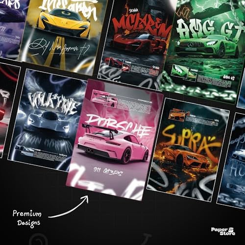 Thepaper9store Cardstock Pack of 10 - Super Car Posters | Premium 300 GSM | A4 Size (8.4x12 Inch) Wall Décor for Bedroom, Living Room, Office | Perfect for Car Lovers | - Image 4