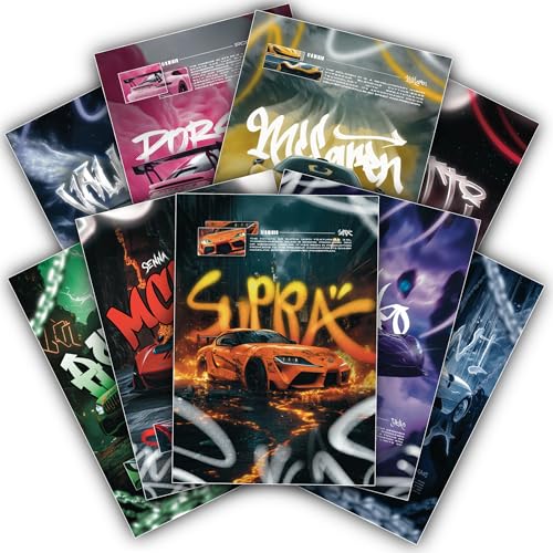 Thepaper9store Cardstock Pack of 10 - Super Car Posters | Premium 300 GSM | A4 Size (8.4x12 Inch) Wall Décor for Bedroom, Living Room, Office | Perfect for Car Lovers | - Image 1
