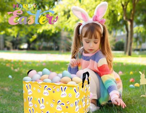 BOOHIT Large Easter Baskets for Kids Personalized Baby Girl Easter Basket Cute Teen Boy Spring Decor (Golden Bunny Egg) - Image 5