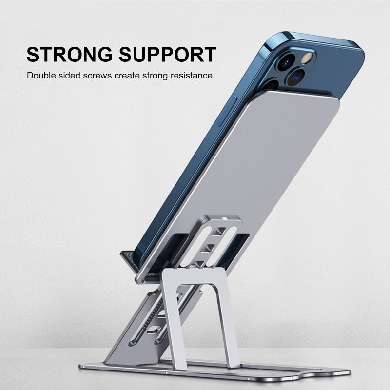 Foldable Mobile Phone Holder ABS Desktop Stand - Stylish Simple Design Universal Non-Slip Bracket with Charging Hole for Smartphones Tablet PCs - Image 2