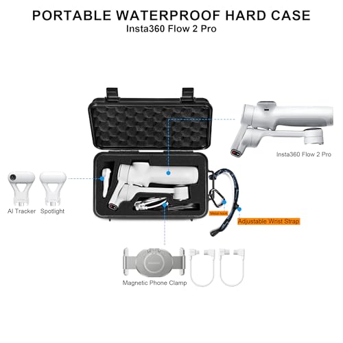 Lekufee Travel Waterproof Hard Case for Insta360 Flow 2 Pro,AI Tracker,Spotlight,and other Accessories(Case Only) - Image 2