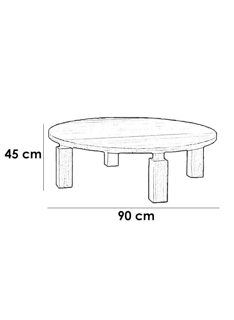 بيتك - طاولة قهوة خشب طبيعي وخشب قشرة السنديان بني - 90×90×45 سم - Image 1
