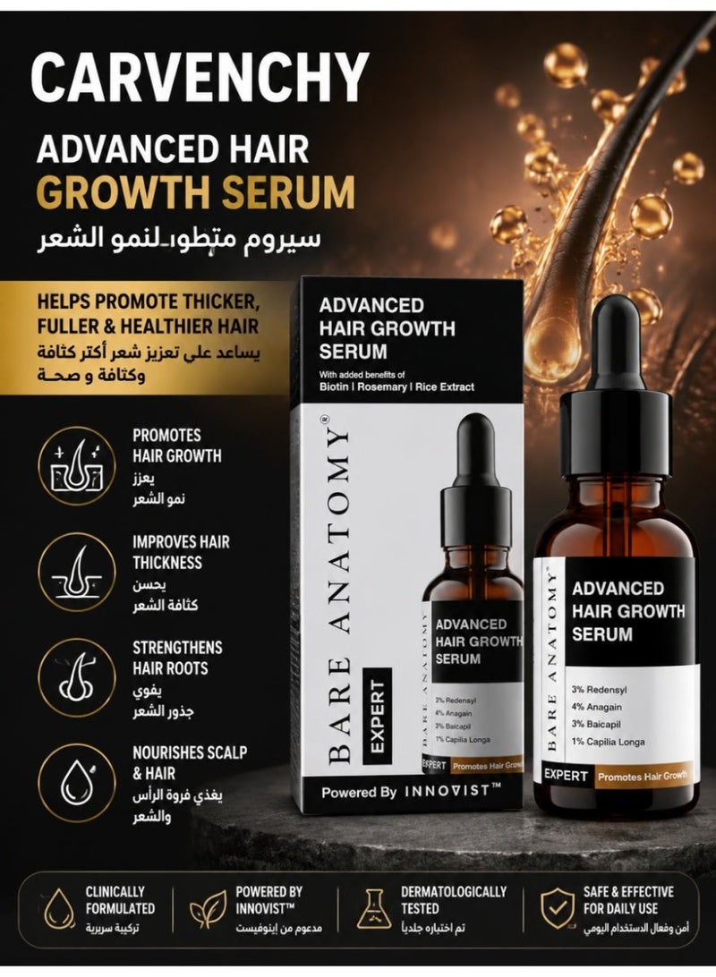 Carvenchy Rosemary Hair Serum 30ml – Fast Absorbing Natural Formula for Thicker Fuller Hair for Men and Women - Image 1