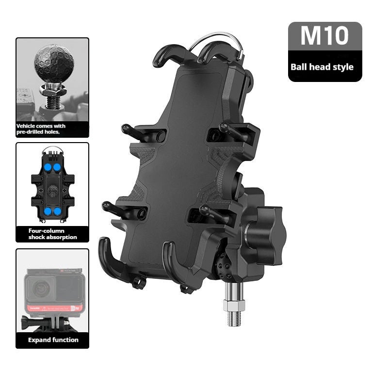 Shock-Absorbing Phone Holder For Motorcycles, Electric Vehicles, And Bicycles, With Shockproof And Multifunctional Extension Strap [M10 Screw Model], Upgraded With Shock Absorption And Extension Strap.