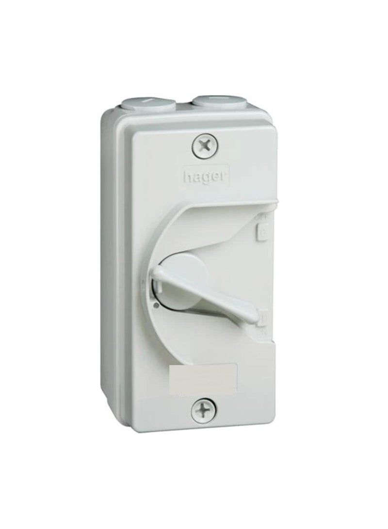 Hager HAGER 40A 2P Weatherproof Enclosed Isolator ISOLATOR JG240IN