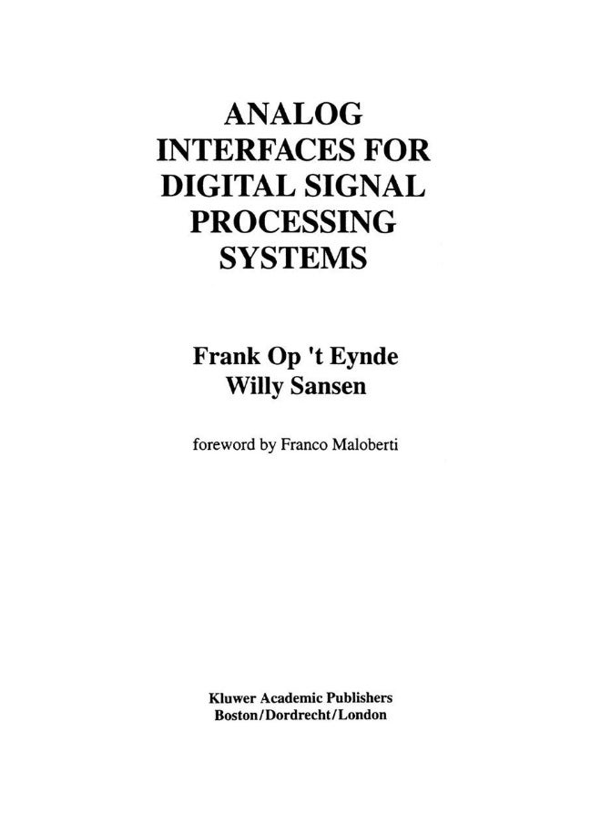 Analog Interfaces for Digital Signal Processing Systems 
