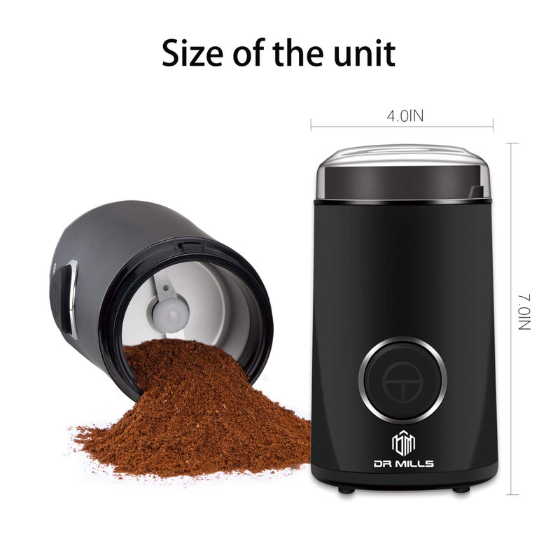 Dr Mills Dm-7441 Coffee Grinder Electric  Coffee Bean And Dried Spice Grinder  One Touch Operation  Blade And Cup Made With Sus304 Stainless Steel (Black) - Image 2