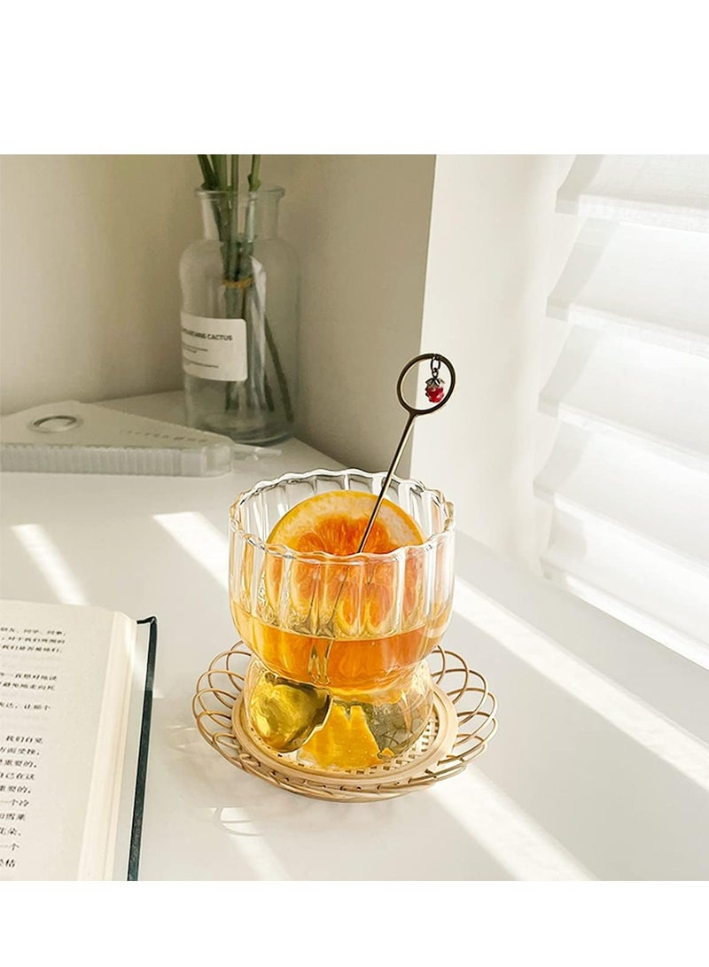 Oasisgalore 2 Pcs Ripple Drinking Glasses Set - 8.8 oz Vintage Wavy Glasses for Coffee, and Weddings. - Image 5