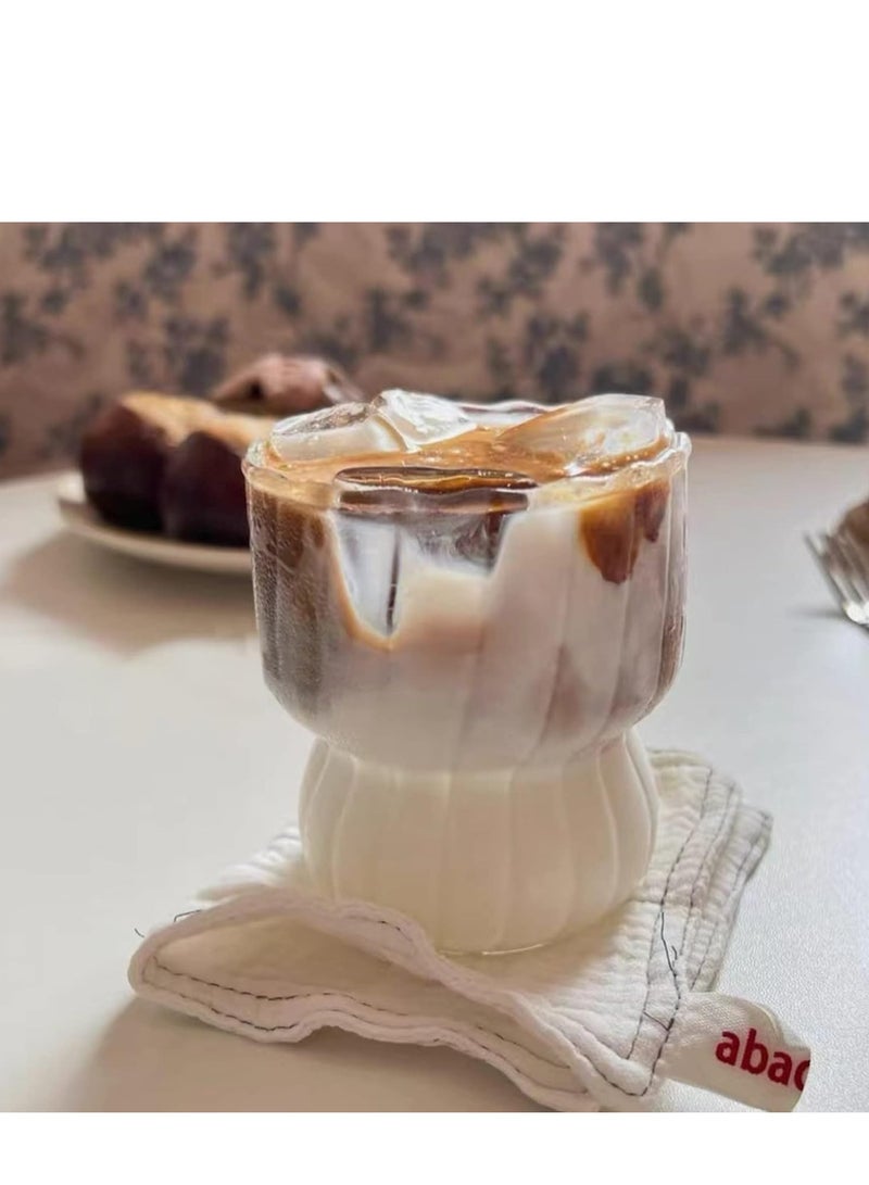 Oasisgalore 2 Pcs Ripple Drinking Glasses Set - 8.8 oz Vintage Wavy Glasses for Coffee, and Weddings. - Image 3