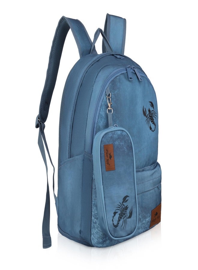 Echo Boomers Glossy Bird Backpack - Water-Resistant Stylish Bag with 3 Compartments, Bottle Holder, Detachable Pouch & Padded Straps - School & Travel Bag (BLUE) - Image 2