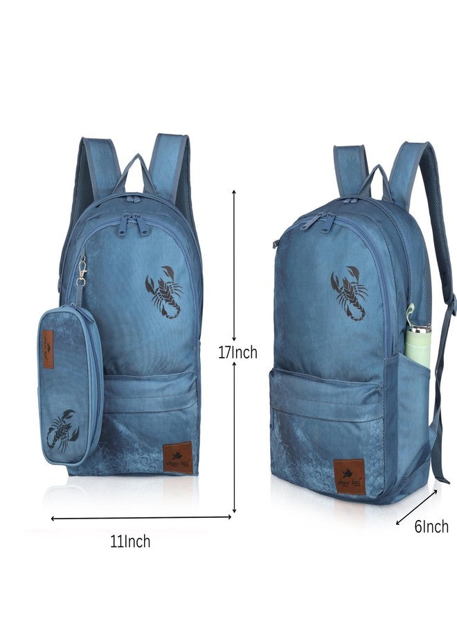 Echo Boomers Glossy Bird Backpack - Water-Resistant Stylish Bag with 3 Compartments, Bottle Holder, Detachable Pouch & Padded Straps - School & Travel Bag (BLUE) - Image 5