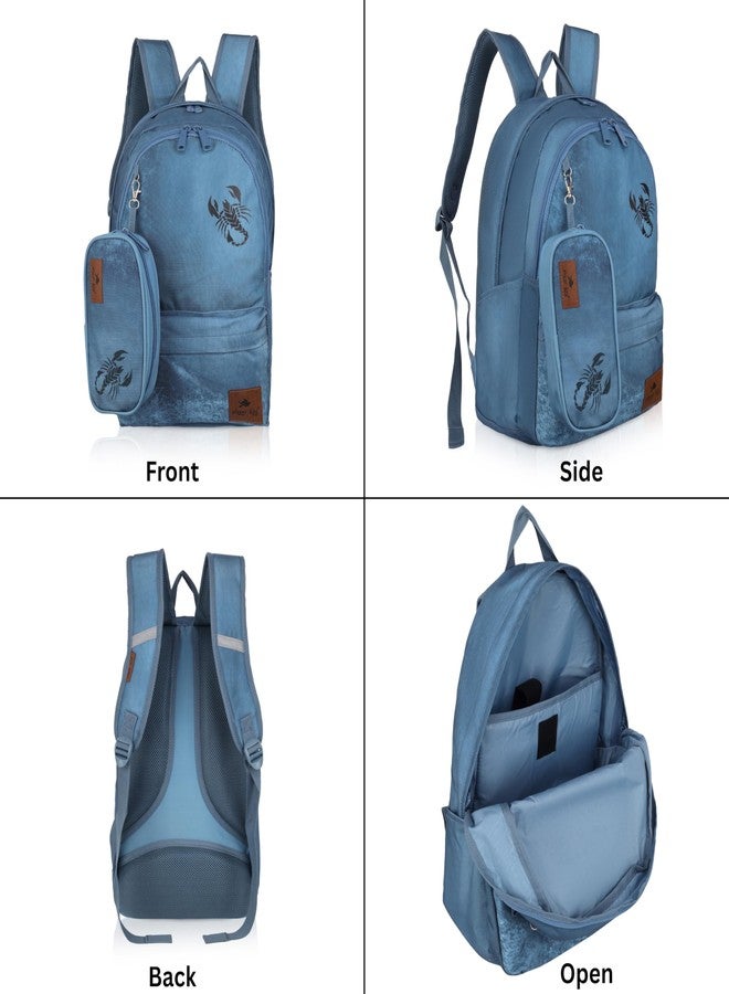 Echo Boomers Glossy Bird Backpack - Water-Resistant Stylish Bag with 3 Compartments, Bottle Holder, Detachable Pouch & Padded Straps - School & Travel Bag (BLUE) - Image 4