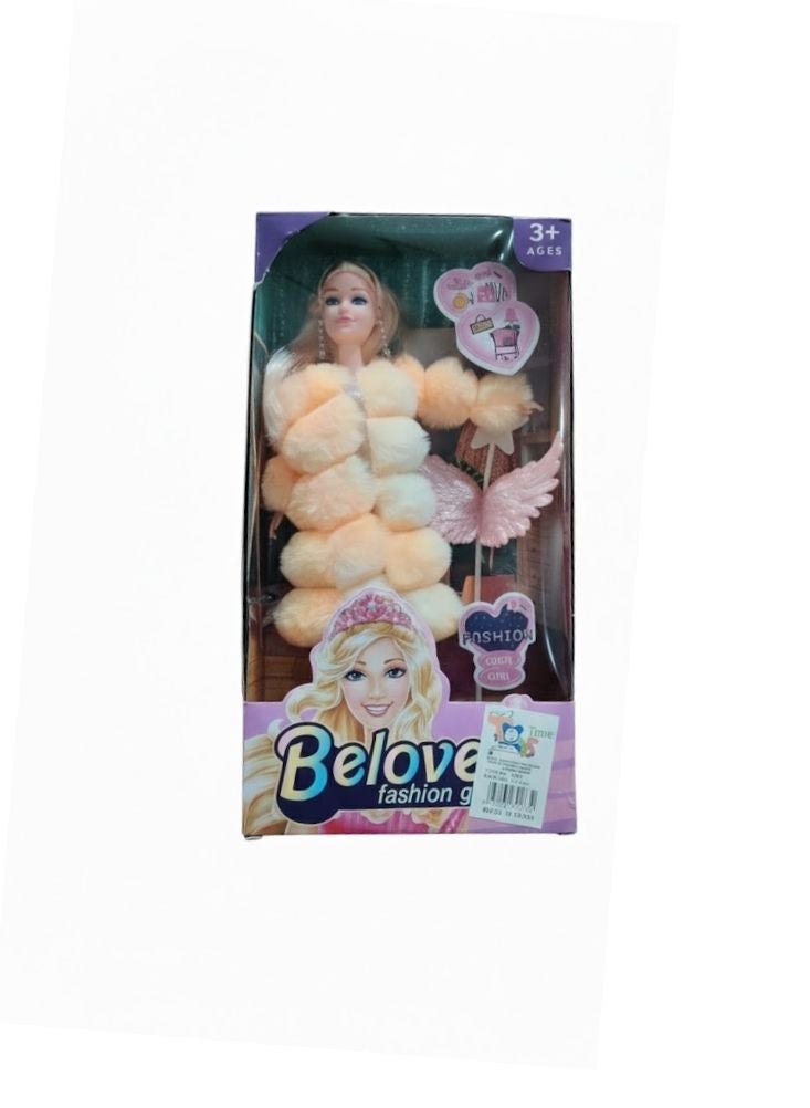 Belove دمية بيلوف فاشن جيرل - معطف فرو صناعي بلون الخوخ، لعبة على طراز باربي مع ملحقات (3 سنوات فأكثر) - Image 4