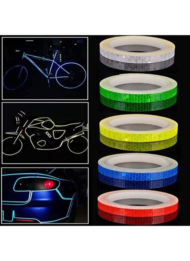 Generic 5 Pieces Safety Reflective Warning Stickers Self-Adhesive DIY Rim Outdoor Lighting Sticker Waterproof Reflective Adhesive Tape Stripe, for Bike, Motorcycle, Car, Bicycle Decoration  - Image 3