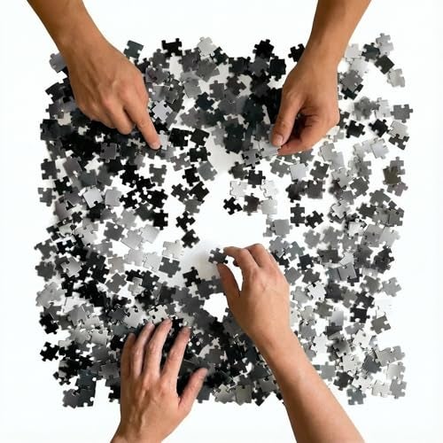 CMY Cubes 500 Piece Round Lenticular Jigsaw Puzzle for Adults Teens Aeternus Aenigma Monochromatica Monochrome Optical Illusion Puzzle 4 State Black White Puzzle Difficult Brain Teaser by CMY Cubes - Image 5