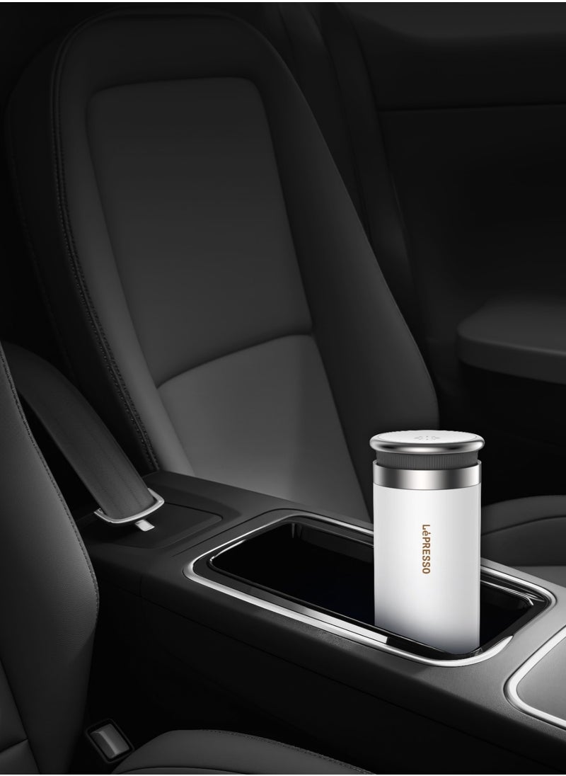 LePRESSO Portable Outdoor Electric Kettle 300ml with Temperature Control / Boil Dry Protection / Car Adapter / Stainless Steel - White  - Image 2