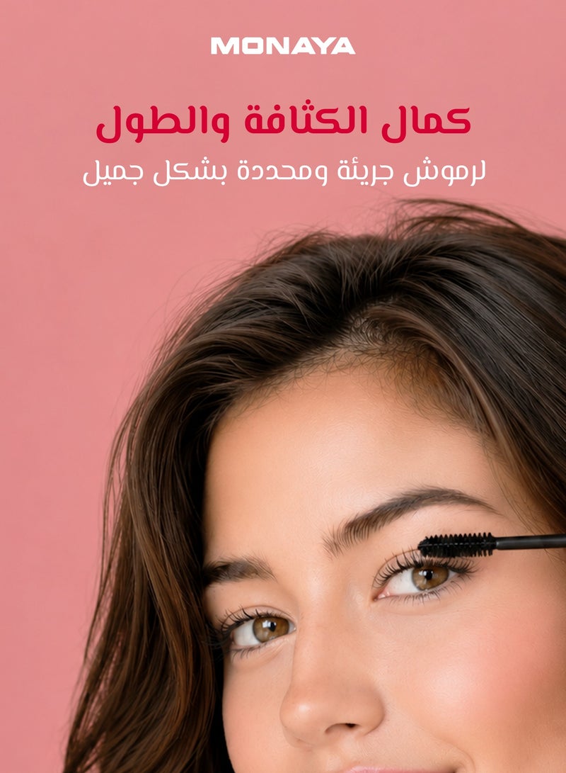 مونايا ماسكارا مونايا بيج آيز إكستندد ثيك - تمنح الرموش كثافةً وطولاً ورفعاً، وتمنحكِ تأثيراً واسعاً للعينين، تركيبة تدوم طويلاً وخالية من التكتلات، نباتية ولم تُجرَّب على الحيوانات. - Image 3