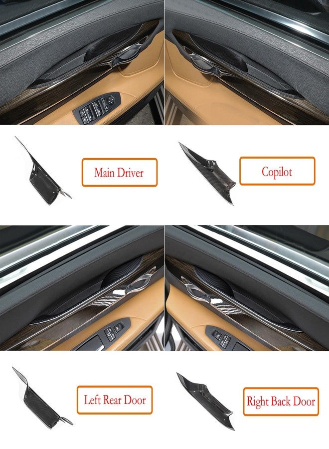 CHUANGHUI غطاء مقبض باب السيارة من CHUANGHUI مكون من 4 قطع، مناسب لسيارات BMW الفئة السابعة F02 730Ld 740Li 750Li 760Li موديلات 2009-2015، أغطية واقية لتزيين مقابض سحب الأبواب الداخلية (لون ألياف الكربون). - Image 3