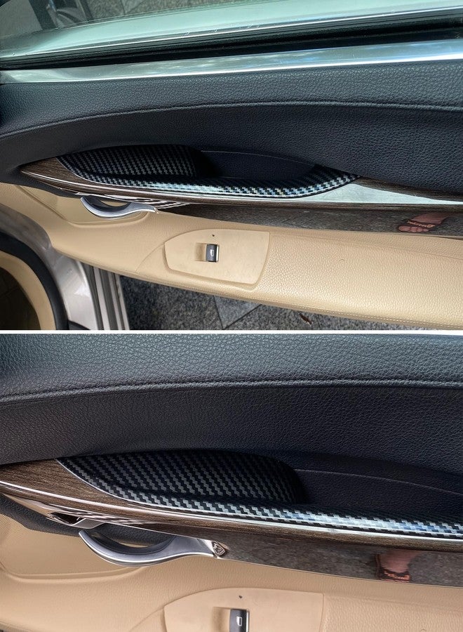 CHUANGHUI غطاء مقبض باب السيارة من CHUANGHUI مكون من 4 قطع، مناسب لسيارات BMW الفئة السابعة F02 730Ld 740Li 750Li 760Li موديلات 2009-2015، أغطية واقية لتزيين مقابض سحب الأبواب الداخلية (لون ألياف الكربون). - Image 4