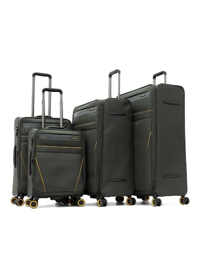 ترافلايت travelite soft side luggage trolley bag 4 pieces set green