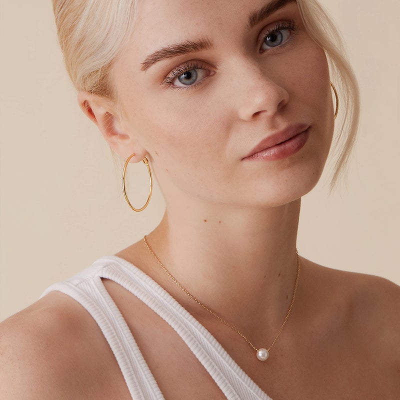 PAVOI 14K Gold Plated 925 Sterling Silver Post Hoops | Large Hoops Earring | Lightwight Gold Hoop Earrings for Women (Yellow Gold,40mm) - Image 4