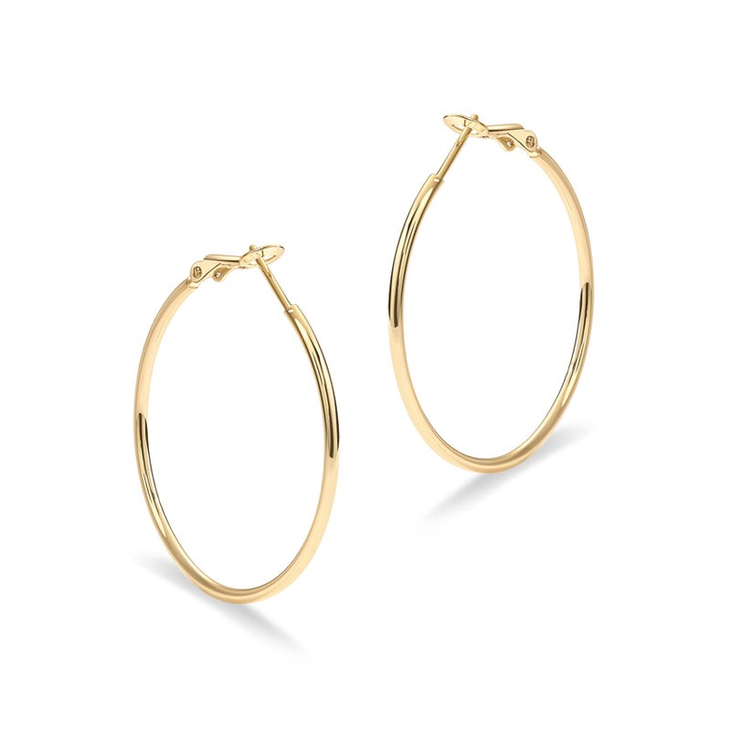 PAVOI 14K Gold Plated 925 Sterling Silver Post Hoops | Large Hoops Earring | Lightwight Gold Hoop Earrings for Women (Yellow Gold,40mm) - Image 3