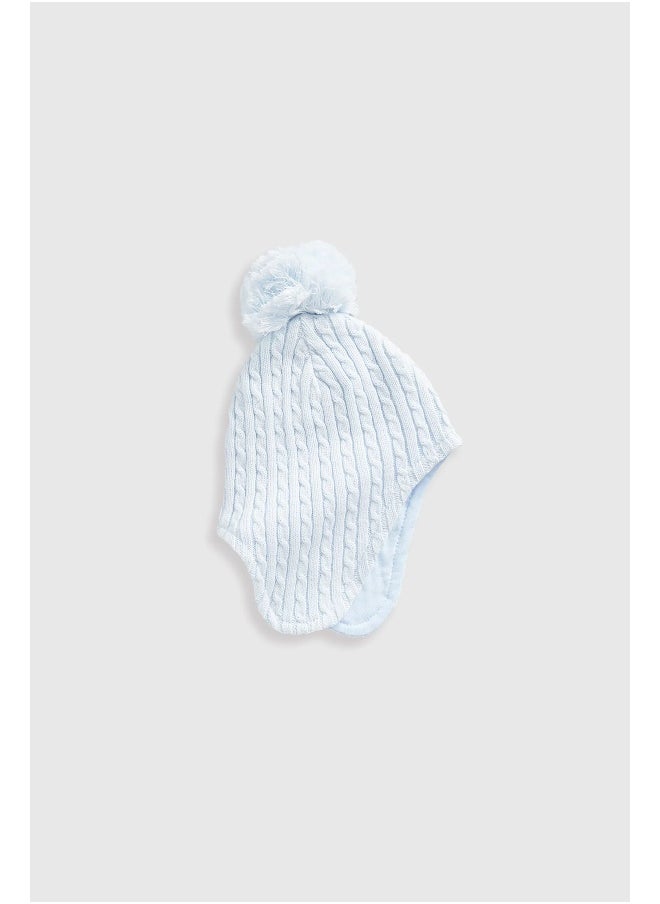 mothercare Blue Knitted Trapper Baby Hat  - Image 1