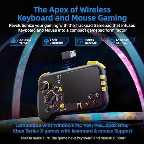 IFYOO GTP01 2.4G Wireless Gaming Touchpad with Gyro, Keyboard and Mouse with Trackpad Function Game Controller Gamepad Shape for Xbox Series X|S, Xbox One, PS5, PS4, Steam, PC Windows 11 10 - Black2 - Image 2