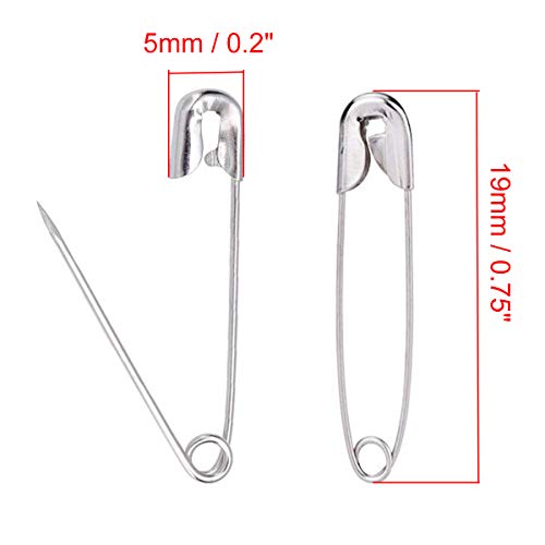 COMOK 19mm(0.75in) Safety Pins,1000 Count, Rust Resistant Nickel Plated Steel Set for Crafting, Sewing, and Clothing Fastening etc, Sliver Tone - Image 2