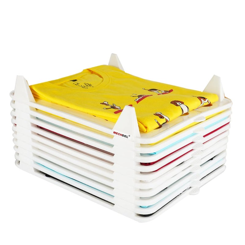 MECHDEL mechdel Cloth Tray Wardrobe Organizer Cabinet Folding Board for Shirts TShirt Jeans Storage Rack Premium Large White 20  - Image 1