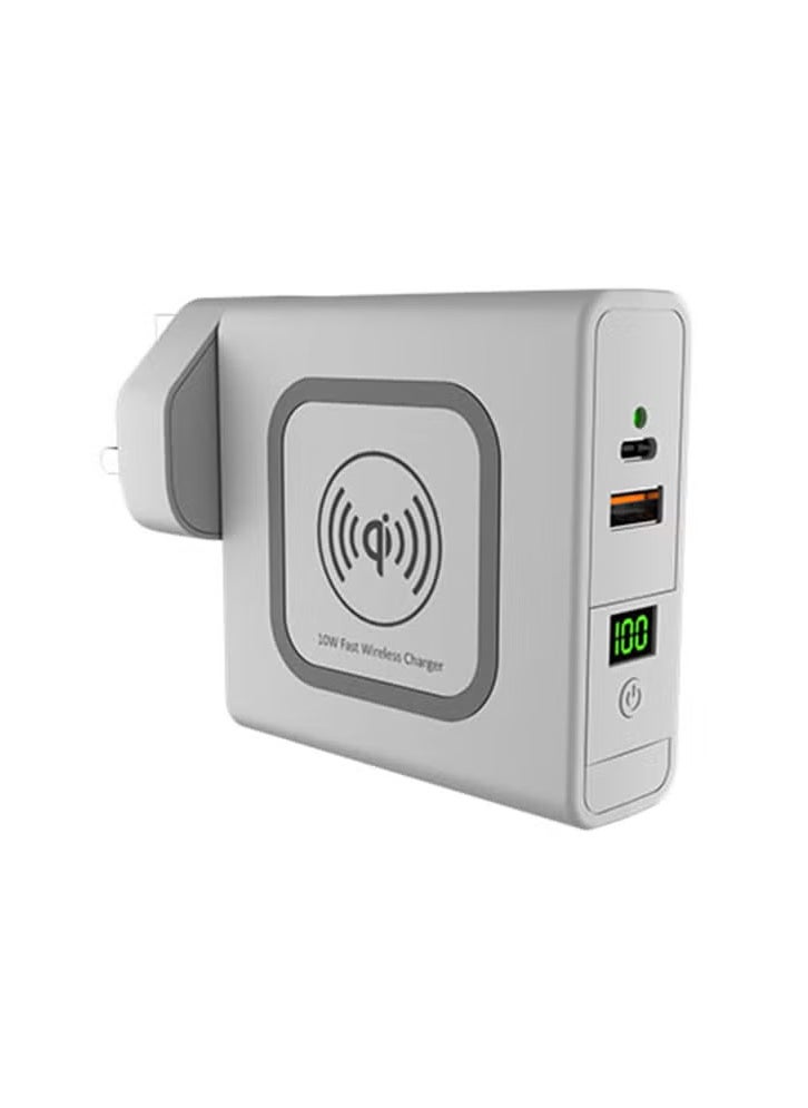 LeCtronic Lectronic Apex Plus 3 in 1 wall charger with Wireless Power Bank, 9700 MAH, White  - Image 1