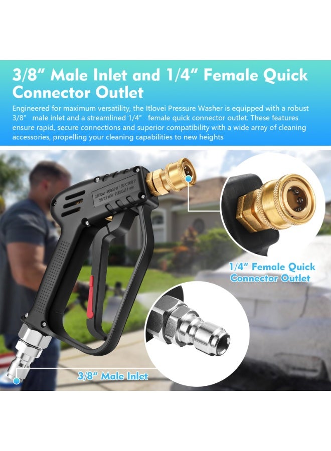 High-Performance Short Pressure Washer Gun With Swivel – Perfect High Foam Car Wash Sprayer 3/8" Male Plug And 1/4” Quick Connector Compatible Cannon - Image 4