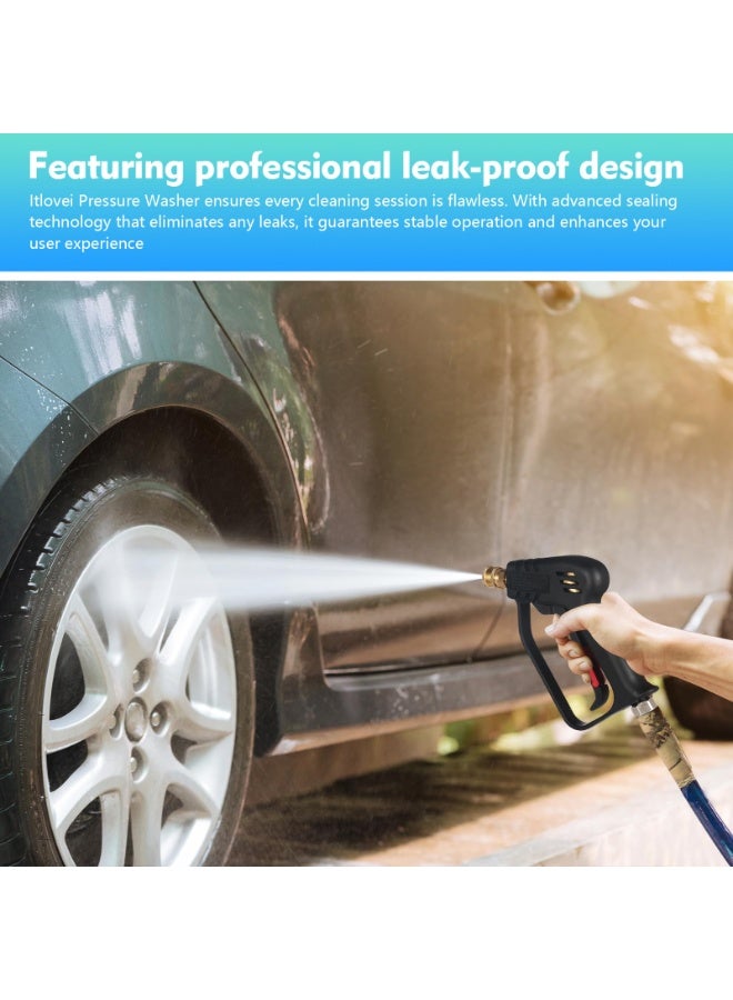 High-Performance Short Pressure Washer Gun With Swivel – Perfect High Foam Car Wash Sprayer 3/8" Male Plug And 1/4” Quick Connector Compatible Cannon - Image 2