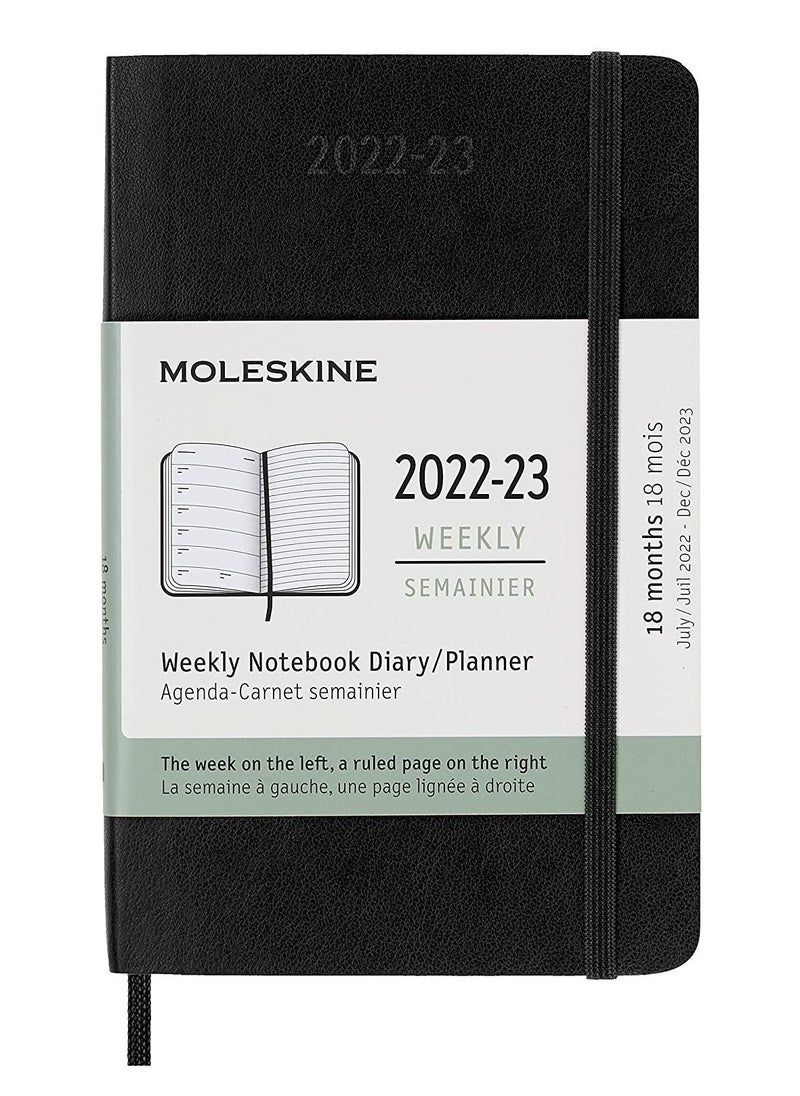 MOLESKINE - 18-Month 2022-23 Weekly Planner Diary 9x14cm Size Soft Cover Black - Image 1