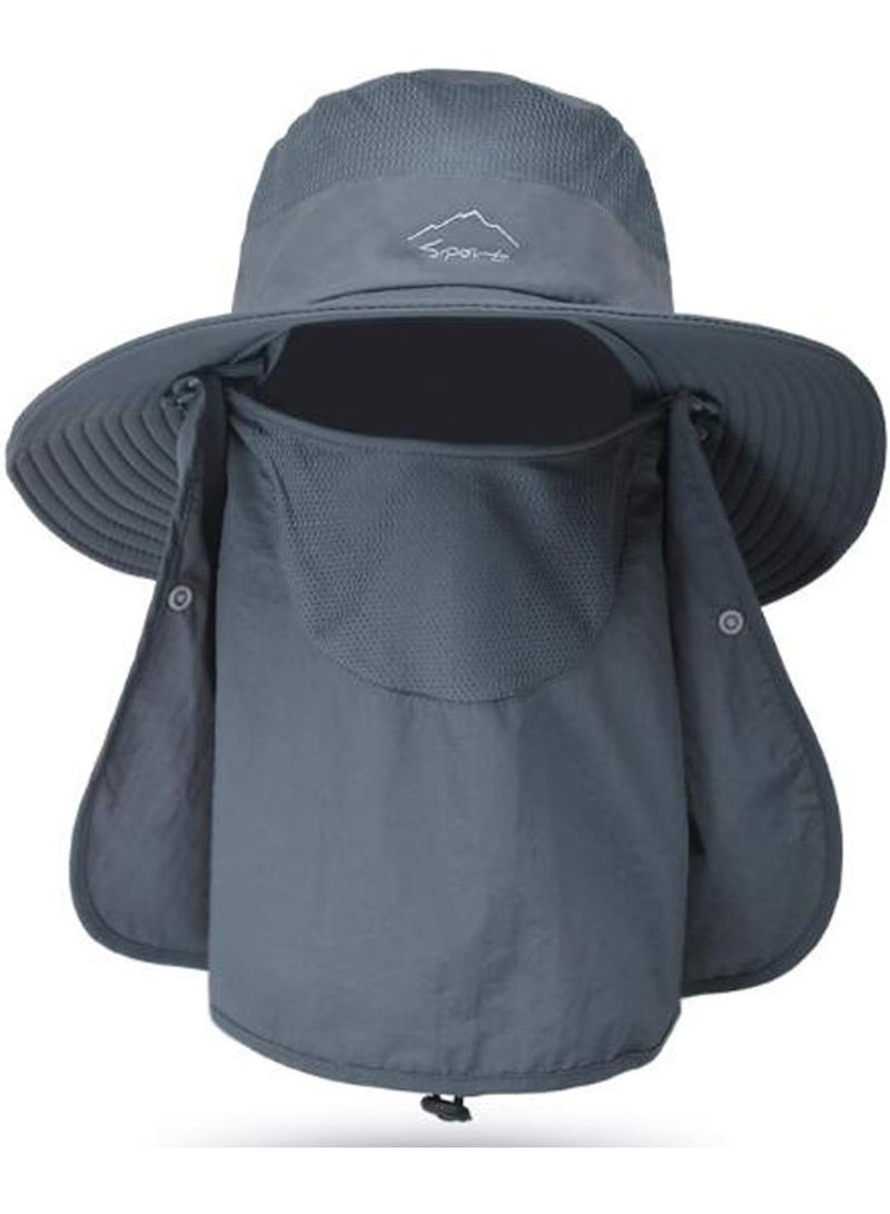 Moonmen Sun Hat for Men & Women, Fishing Hat Outdoor UV Sun Protection UPF 50+ Breathable Wide Brim Hat with Face Cover & Neck Flap - Image 1