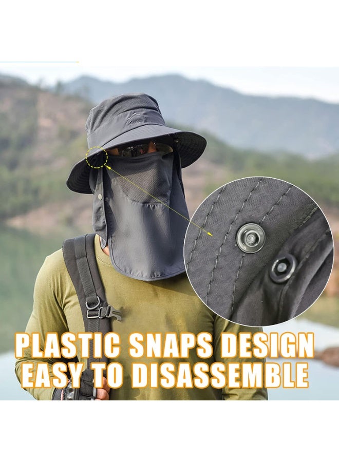 Moonmen Sun Hat for Men & Women, Fishing Hat Outdoor UV Sun Protection UPF 50+ Breathable Wide Brim Hat with Face Cover & Neck Flap - Image 2