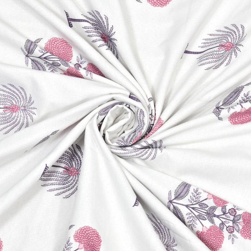 DE CAMA Cotton Single Bed Dohar | Hand Block Printed Summer AC Blanket (60 x 90 Inch)| Mulmul Fabric 150 GSM | Soft & Lightweight Comforter for All Seasons | Reversible Design - Pink - Image 5