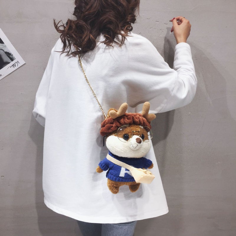 Ins Popular Healing Shiba Inu Doll Cute Plush Bag Cartoon Dog Chain Shoulder Crossbody Bag - Image 5