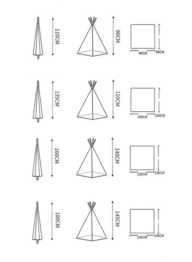 Child Teepee Tent 1.6M White Camping Foldable Canvas Kids Playhouse Portable Teepee.