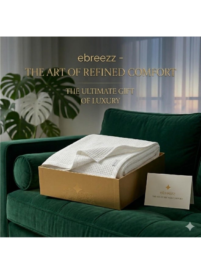 EBREEZZ Premium Waffle Cotton Blanket – 160×230 cm | 280 GSM - Image 4