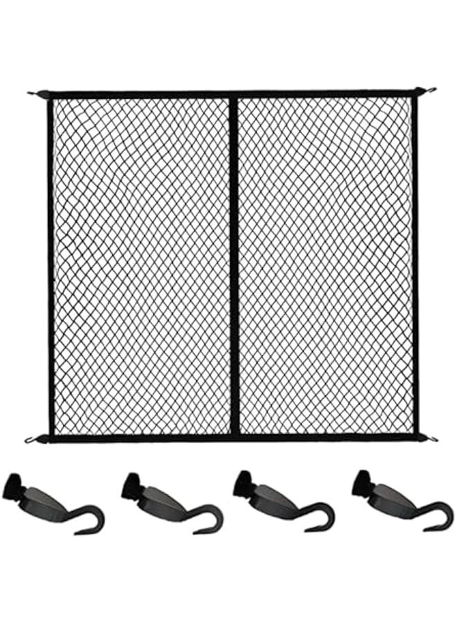 48x48 Heavy Duty Cargo Net with Stretchable Bungee and Adjustable Hooks for Truck Bed, Car, SUVs, and Trucks - Black - Image 1