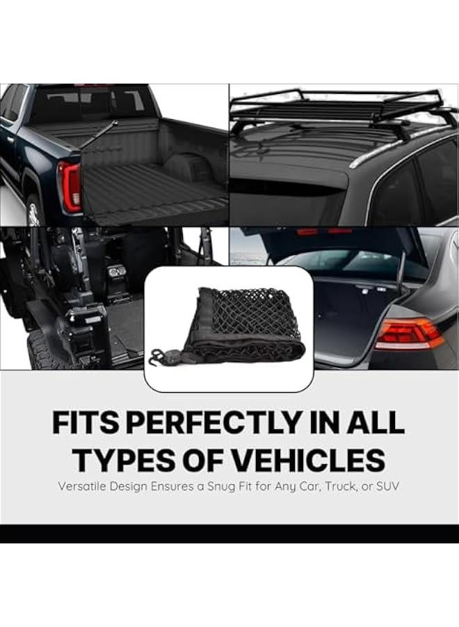 48x48 Heavy Duty Cargo Net with Stretchable Bungee and Adjustable Hooks for Truck Bed, Car, SUVs, and Trucks - Black - Image 5